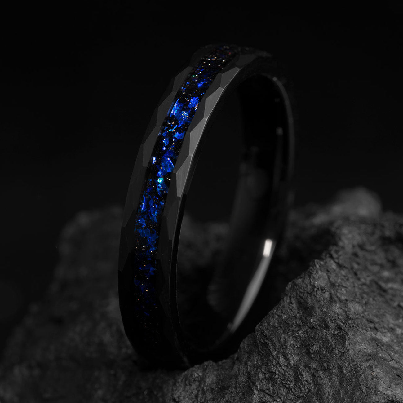 THE BLUE MYSTERY Black Tungsten Womens Wedding Ring with