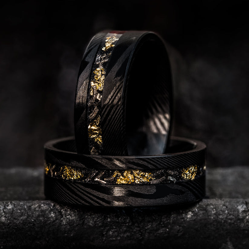 THE DARK STORM - Damascus Steel with Gold Leaf & Meteorite - Manlemars