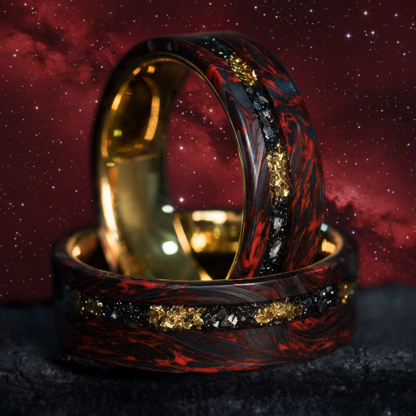 THE LAVA LEGEND - Forged Carbon Fiber Ring With Meteorite - Manlemars